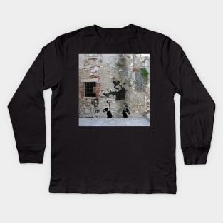 Banksy Wall Art Kids Long Sleeve T-Shirt